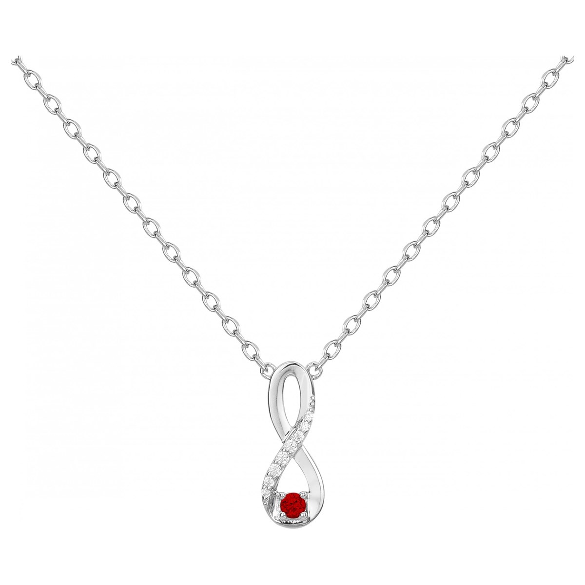 Collier mono-motif en Argent avec spinelle rouge rubis