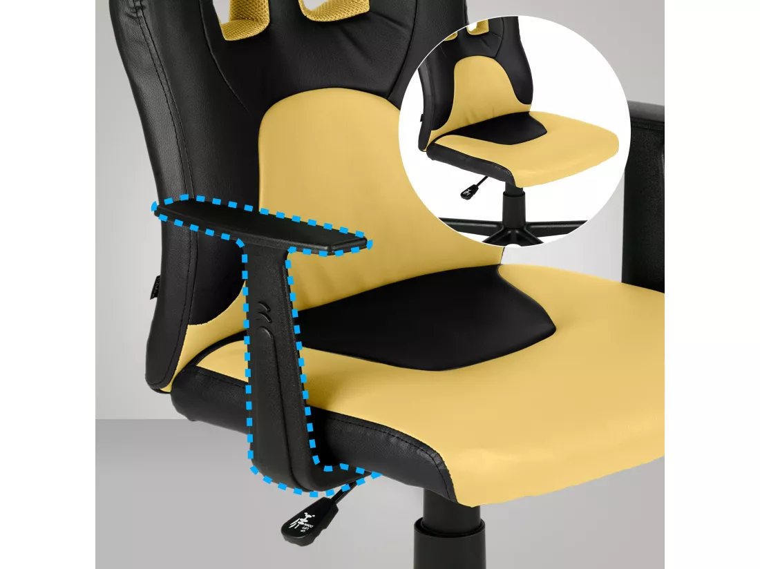 Fauteuil de bureau - Similicuir & Plastique - Noir / Jaune - Fun