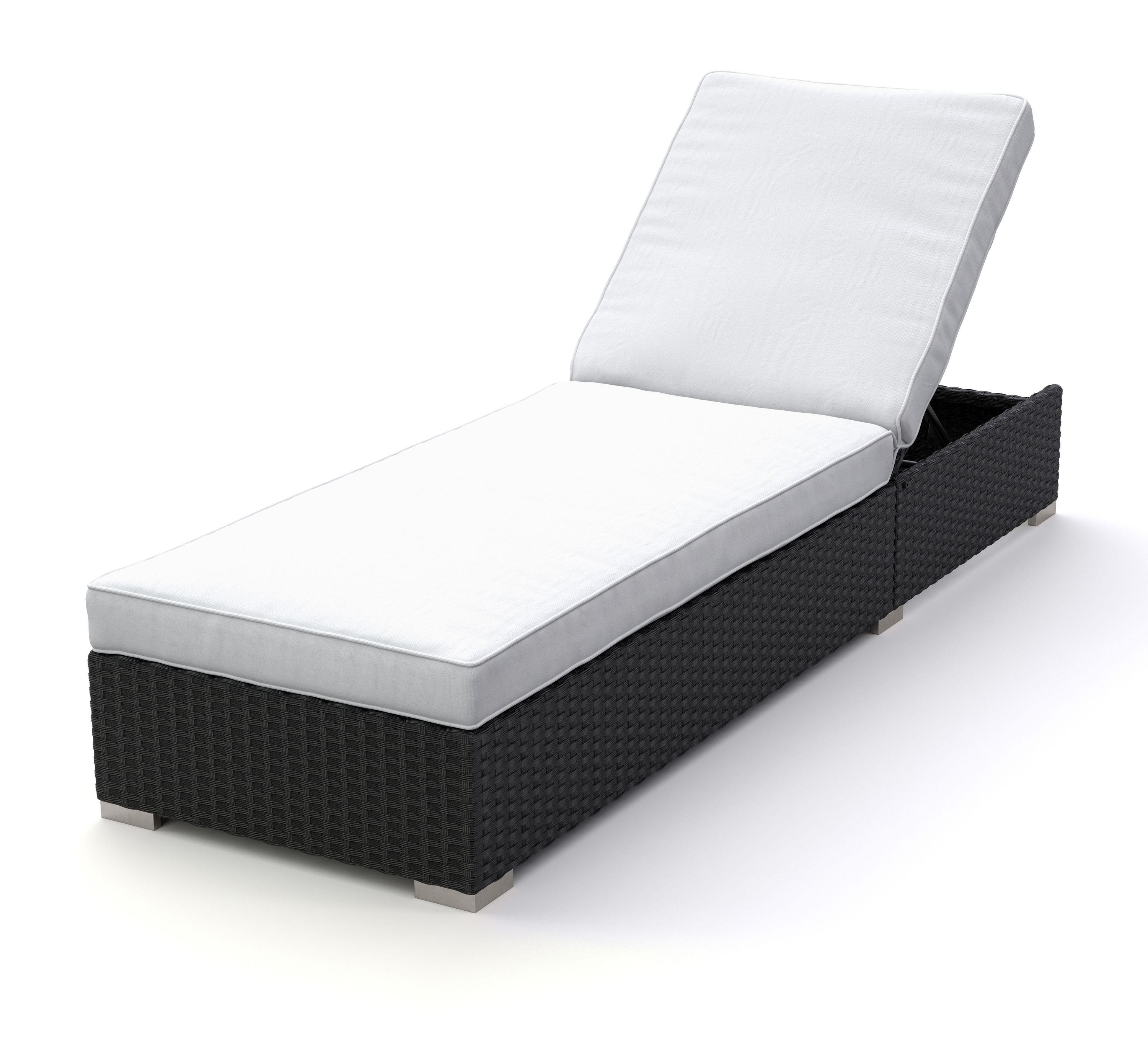 Liegestuhl Rattan BILBAO schwarz/weiss Set 3-teilig