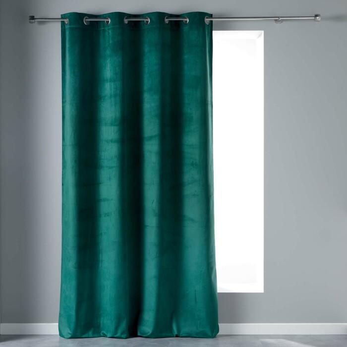 RIDEAU OEILLETS 140X240CM VELOURS UNI VELVETINE PETROLE