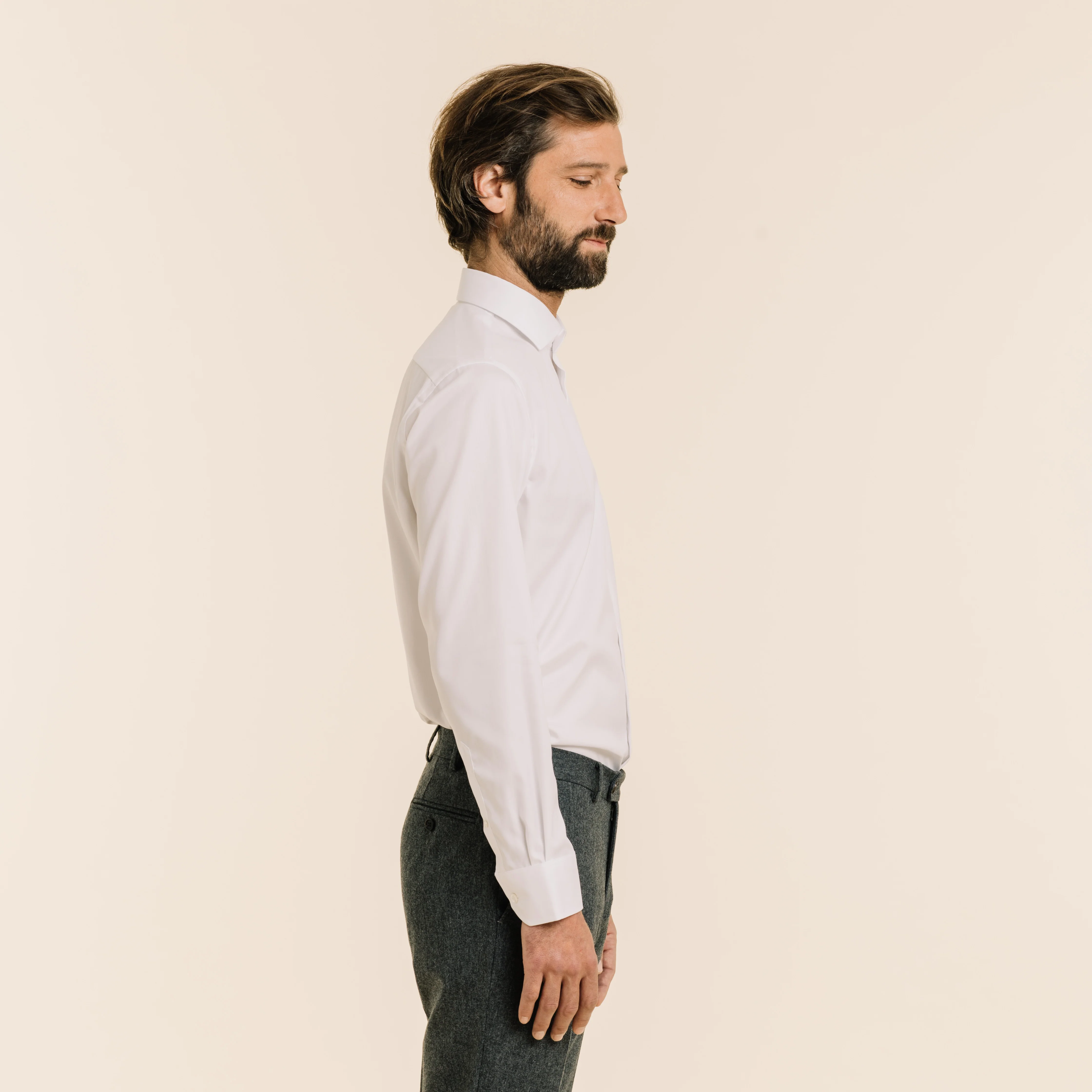 Premium white double-twisted pinpoint shirt