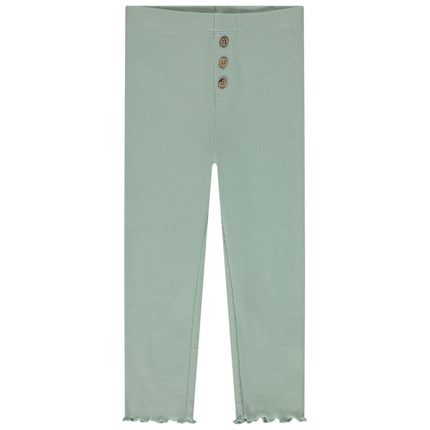 Caleçon uni côtelé avec boutons pour bébé fille - Vert
