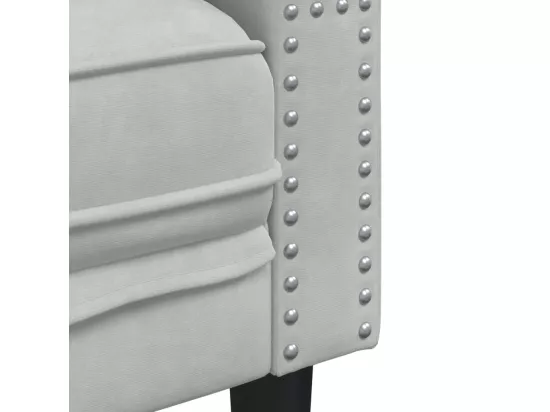 Canapé Chesterfield avec traversins 3 places gris clair velours