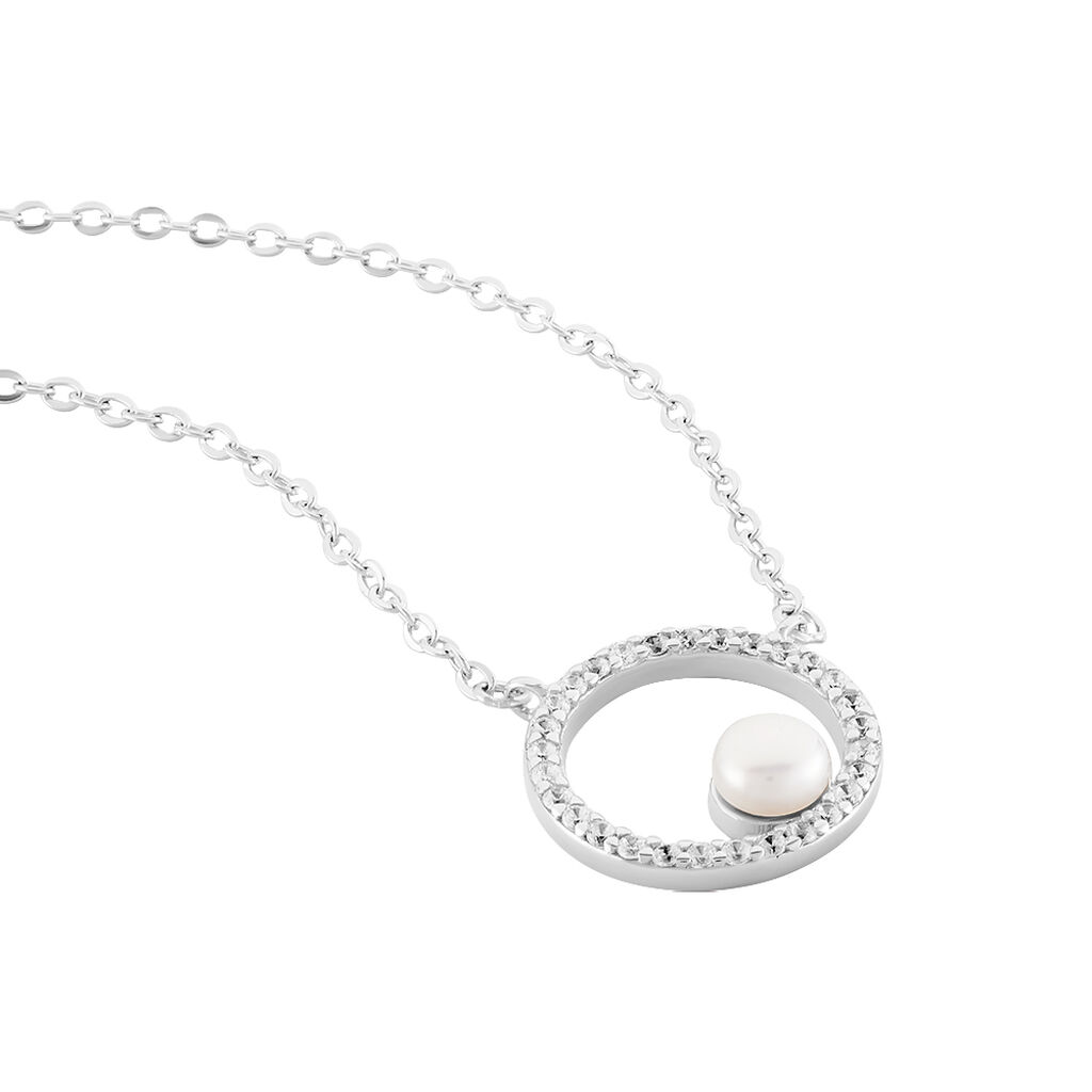 Collier Marthe Argent Blanc Perle De Culture Et Oxyde De Zirconium