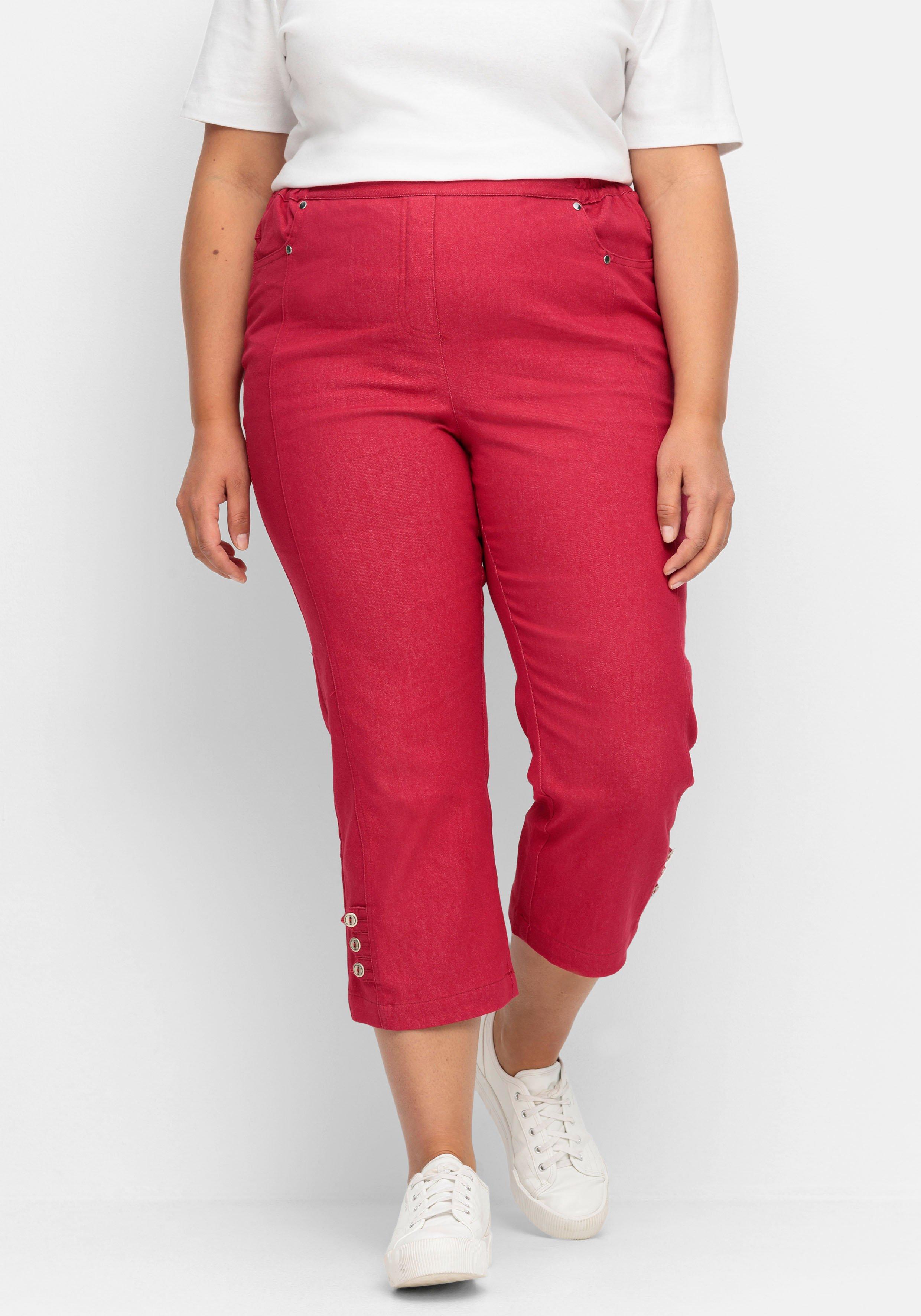 7/8-Jeans mit Zierknöpfen am Saum