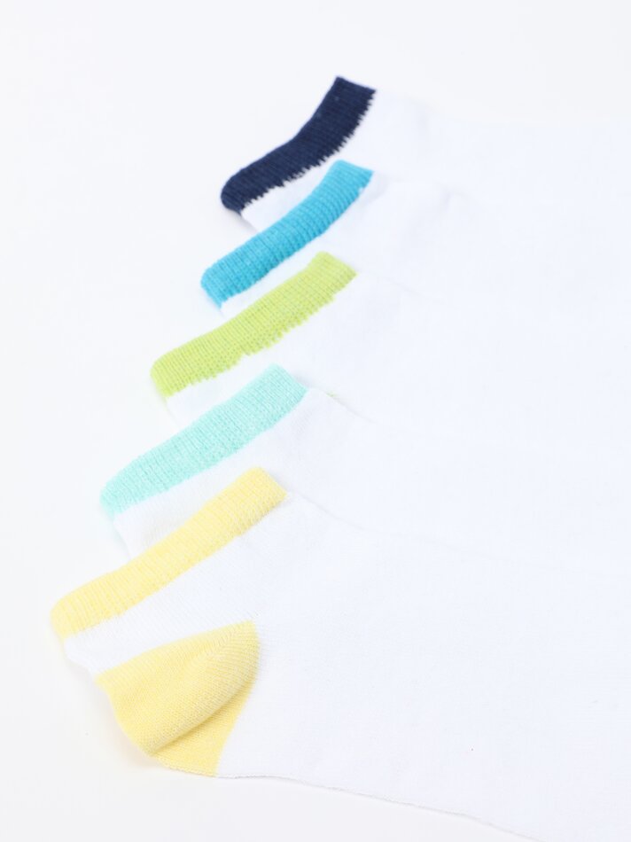 Pacote com 5 pares de meias curtas coloridas - Sortidas