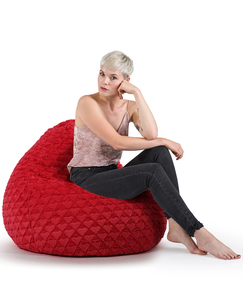 BeanBag FLUFFY HEARTS XL, 70 x 110 (Farbe: rot)