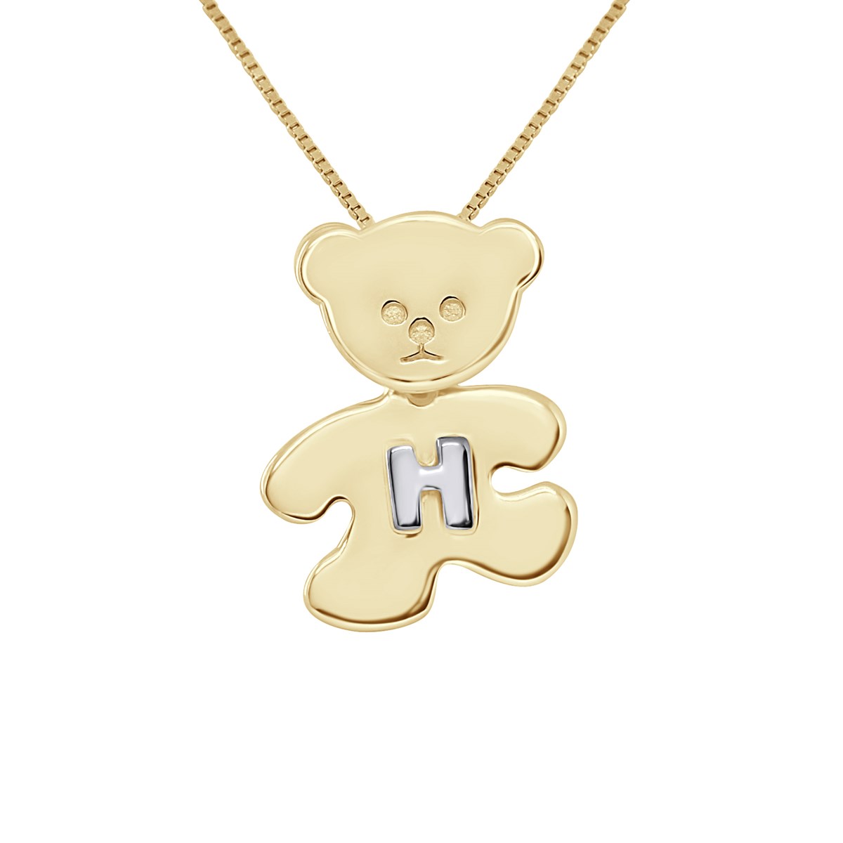 Pendentif OURSON plaqué Or Jaune - Lettre H Argent