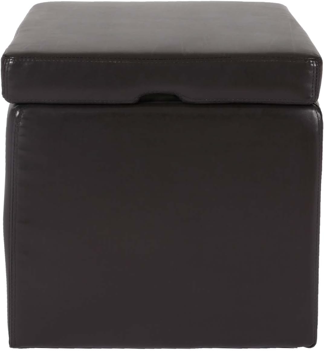 Mendler Hocker Sitzwürfel Sitzhocker Aufbewahrungsbox Onex, mit Deckel, Leder + Kunstleder, 45x44x44cm MVG - braun