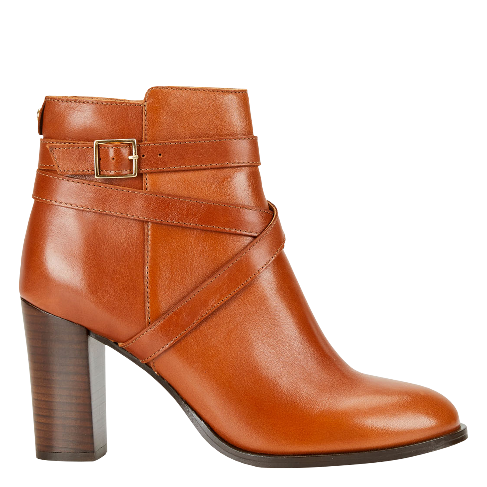 VELMINA - Bottines à talon en cuir lisse | Marron