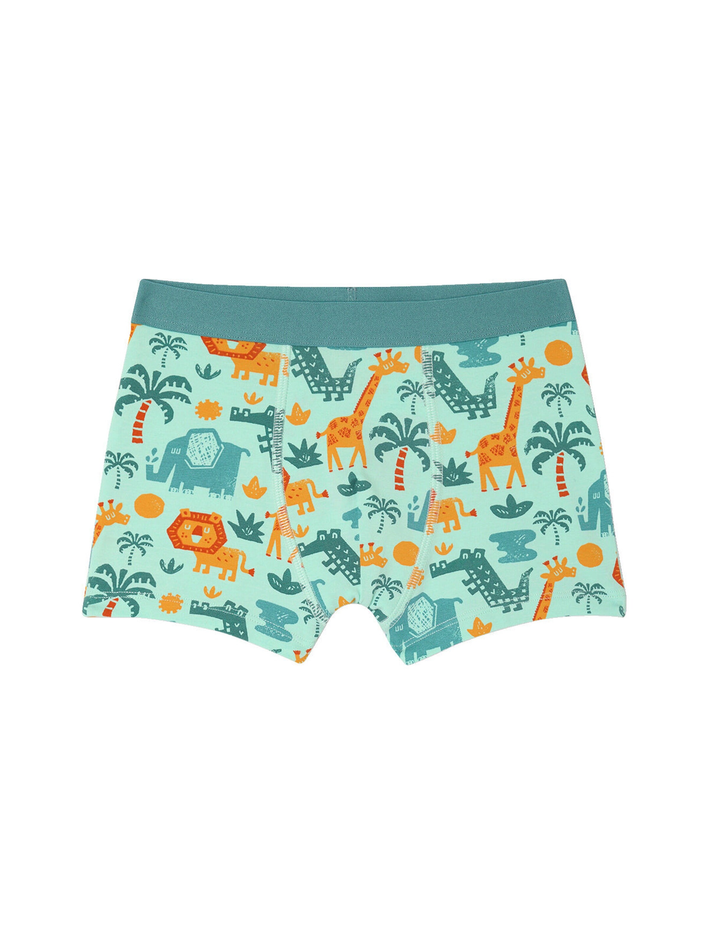 Vertbaudet Bio-Kollektion: 5er-Pack Jungen Stretch-Boxershorts Dschungel grün