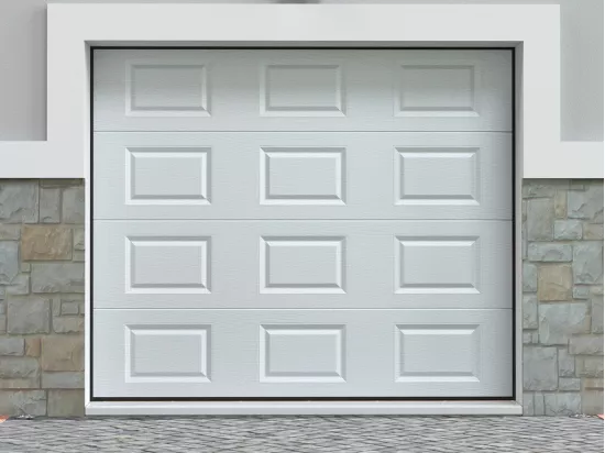 Porte de garage sectionnelle à cassette blanc motorisée L254 x H218 cm - CAOPAS