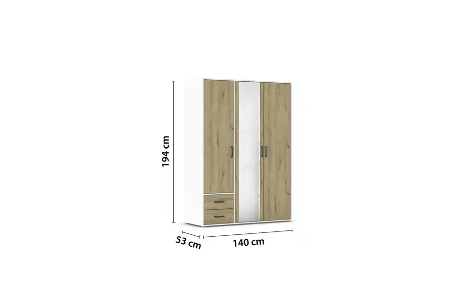 Drehtürenschrank Absetzung: Weiß 140 cm 3 Stück