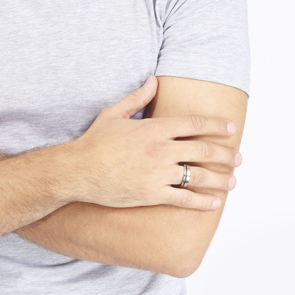 Bague Madine Acier Blanc Diamant