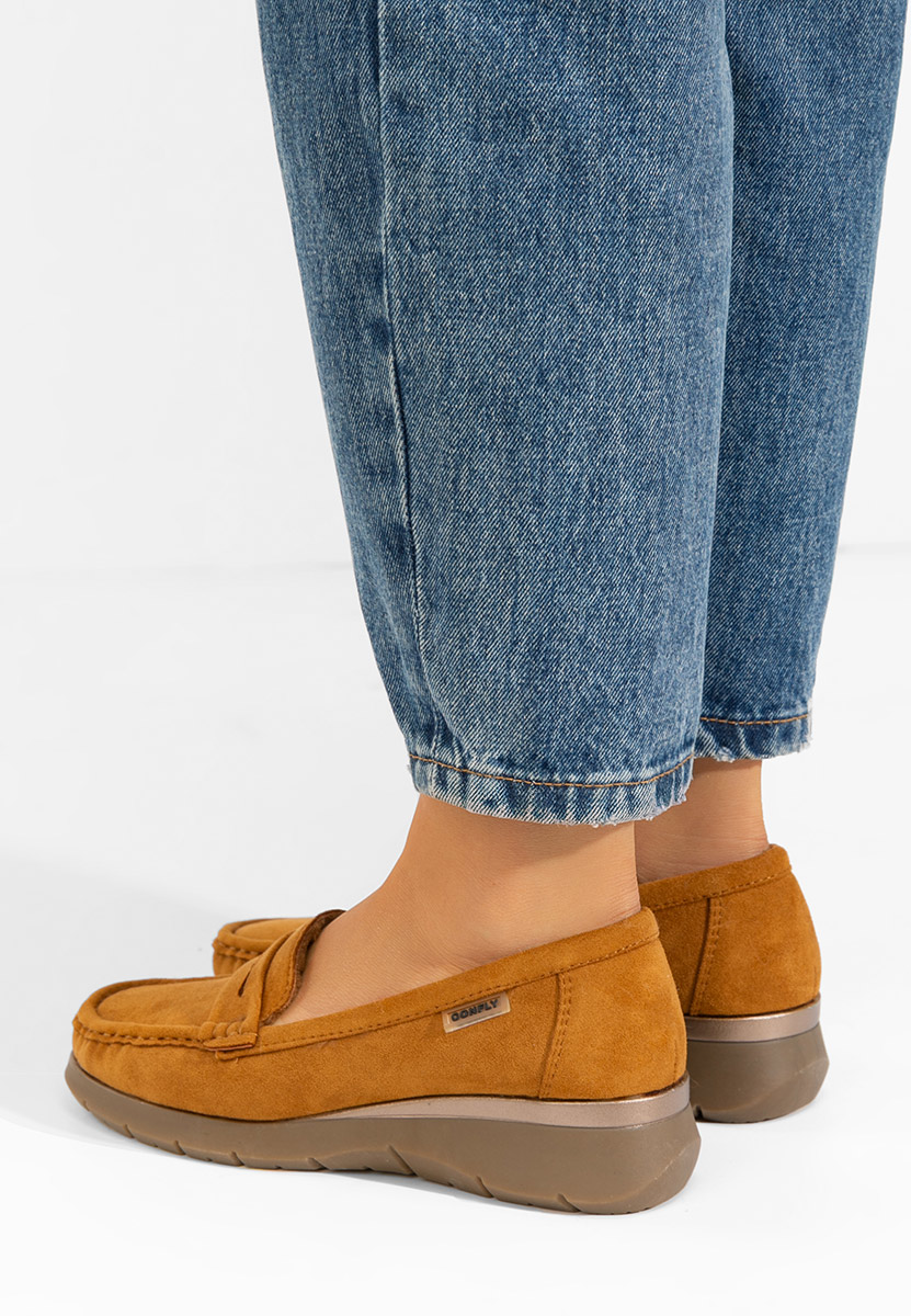 Mocassins femme à plateforme chameau Hazelia