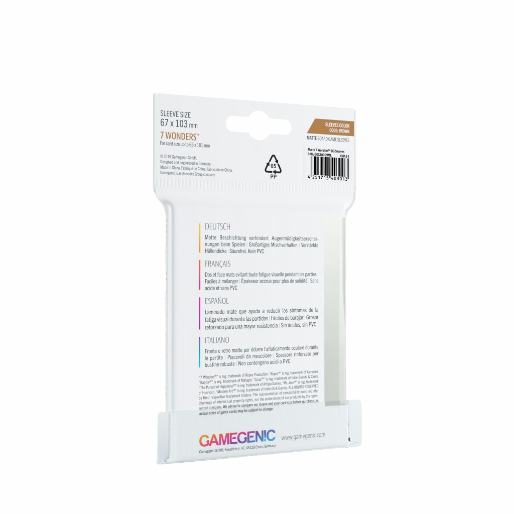Gamegenic - 80 Matte Sleeves 7 Wonders - 67x103