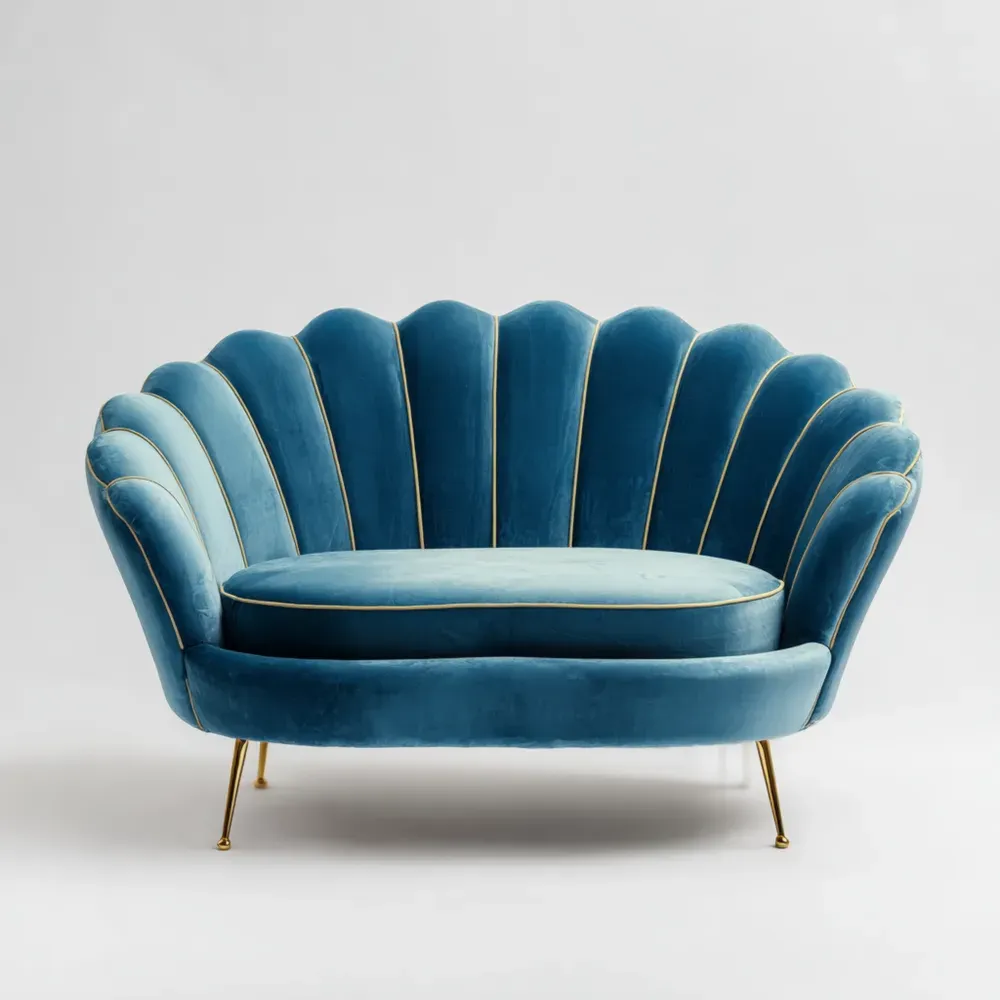 Zweisitzer-Sofa Samtpolsterung 160x85x75 cm – Blau