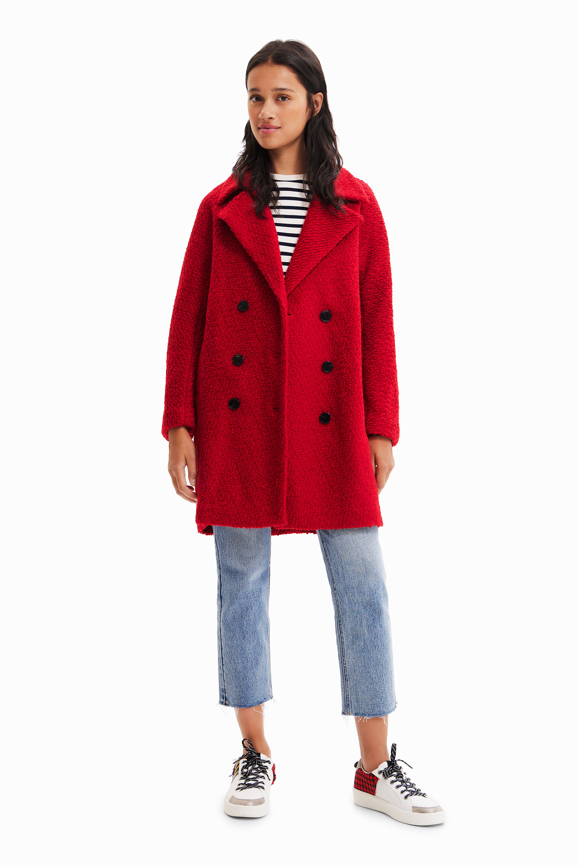Manteau droit laine
