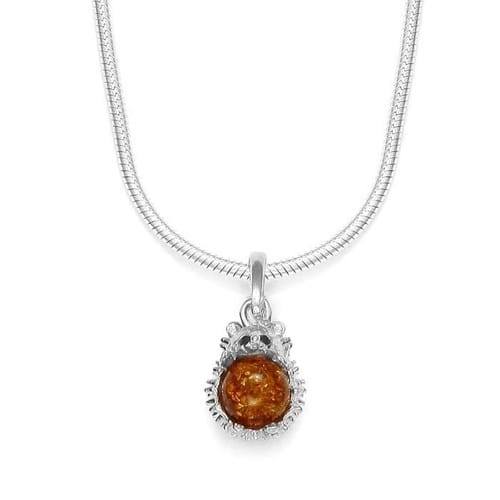 Collier hérissons argent et ambre