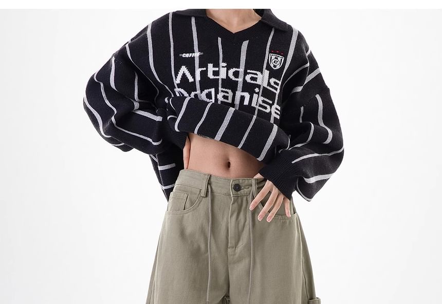 Rosesand - Lage taille jeans met geborduurde letters en wijde pijpen