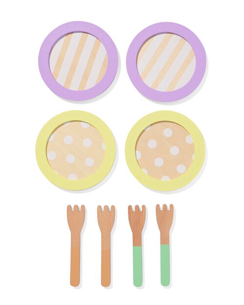 assiettes et fourchettes en bois 8 pièces