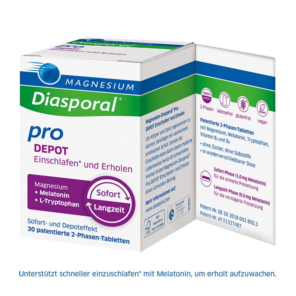Magnesium-Diasporal® Pro DEPOT Einschlafen* und Erholen, patentierte 2-Phasen-Tabletten