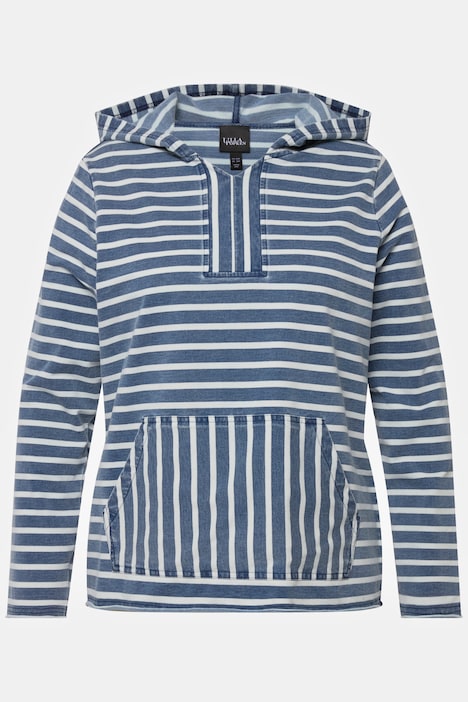Hoodie, Streifen, Knebelknöpfe, Kapuze, Langarm