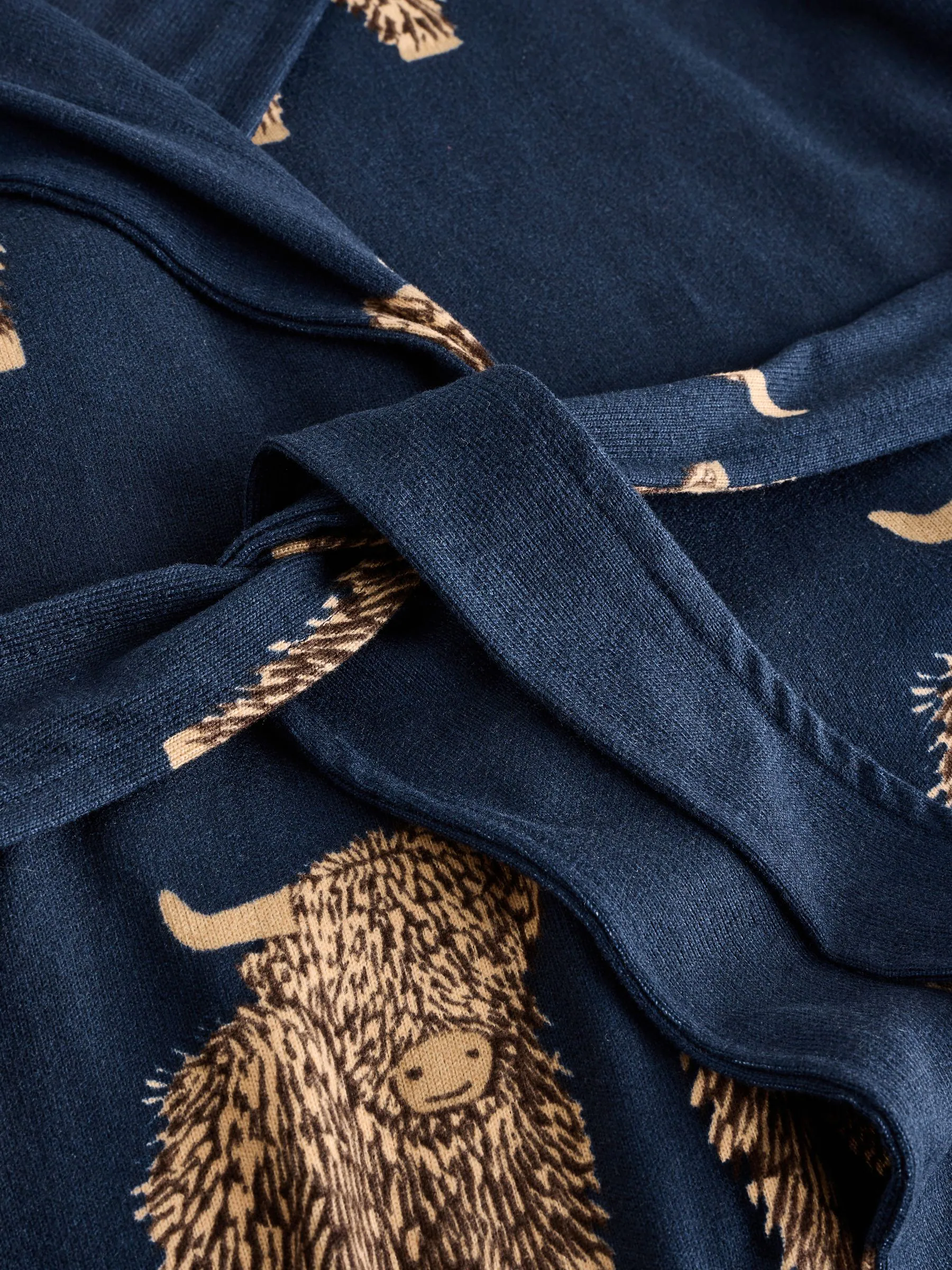 Navy Hamish The Highland Cow - Cosy Lightweight Dressing Gown