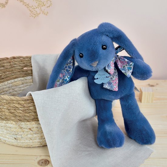 Copains Câlins Peluche Lapin   Bleu        25 cm   de               Histoire d'ours
