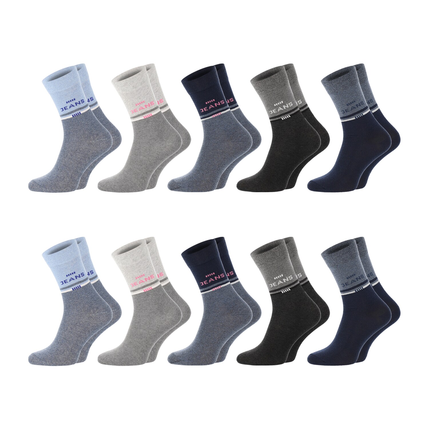 Chili Lifestyle JEANS Socken 10 Paar Baumwolle Weichbund Damen