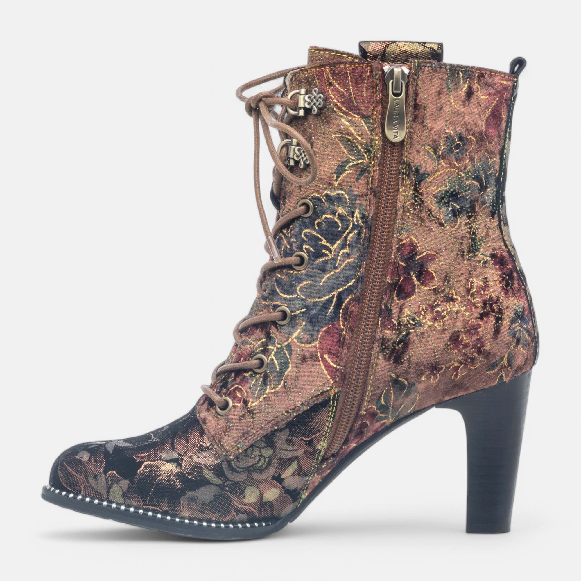 Bottines à lacets à talon Femme bronze