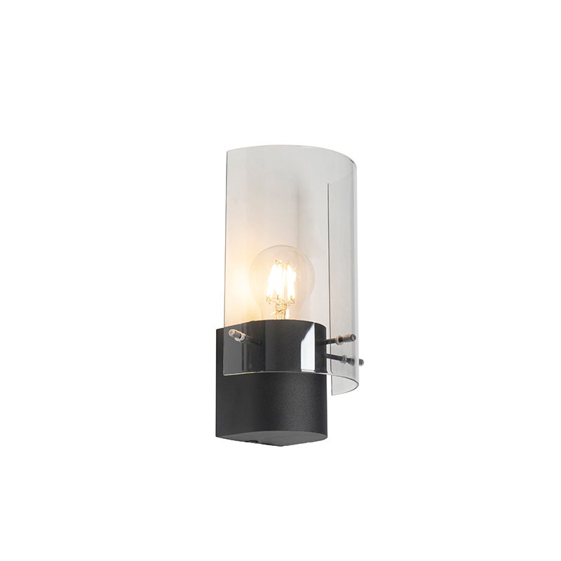 Moderne wandlamp, zwart met gerookt glas - Vidra
