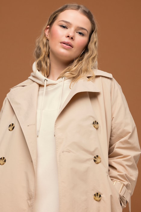 Trenchcoat, oversized, Revers, Bindegürtel