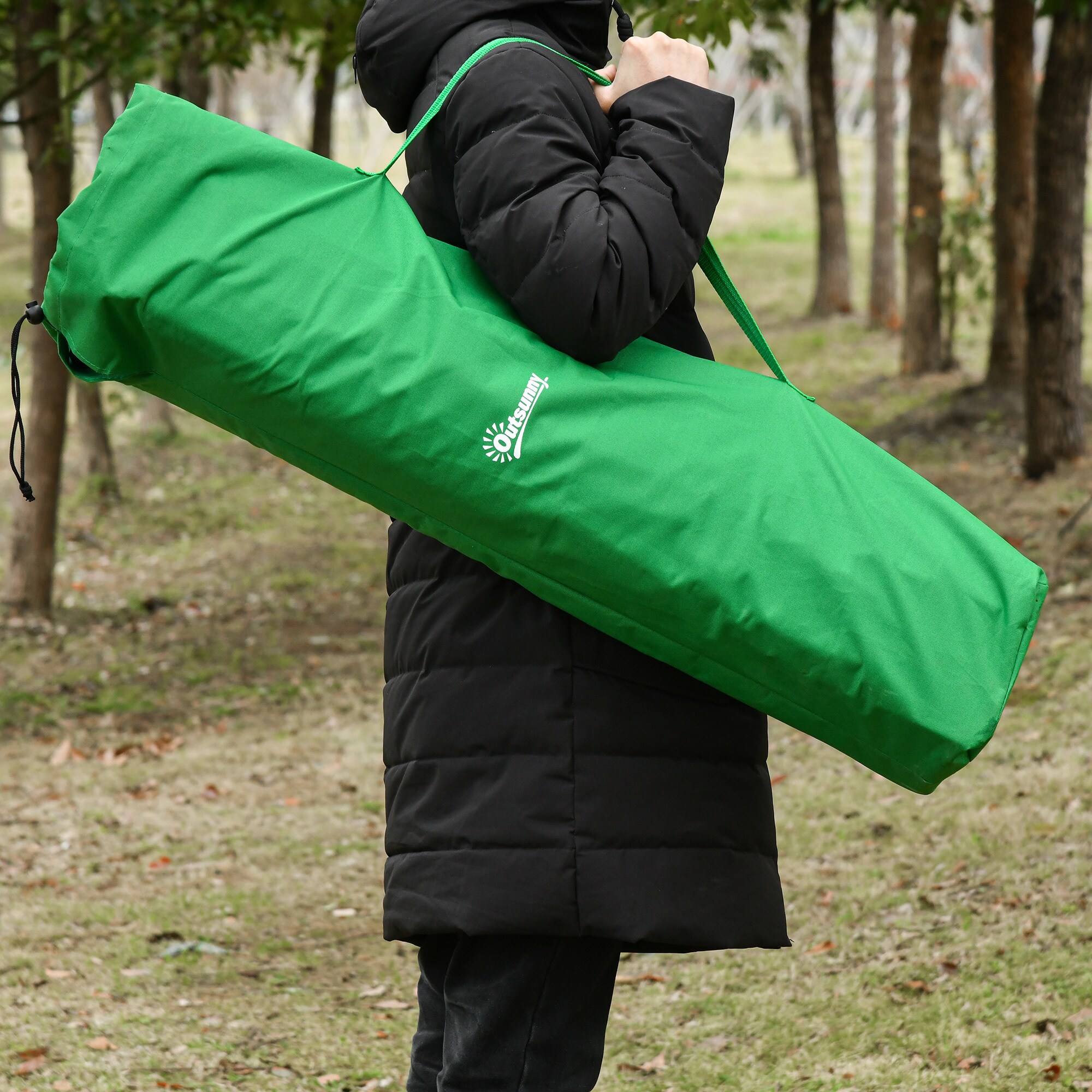 Outsunny Campingbett mit seitlicher Tasche grün, schwarz 200 x 73 x49 cm (LxBxH)