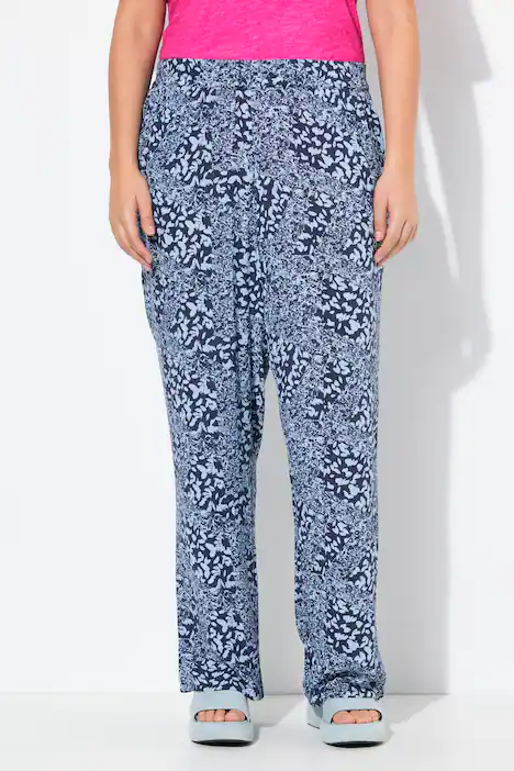 Hose Rose, weites Bein, Elastikbund, Krepp, marine