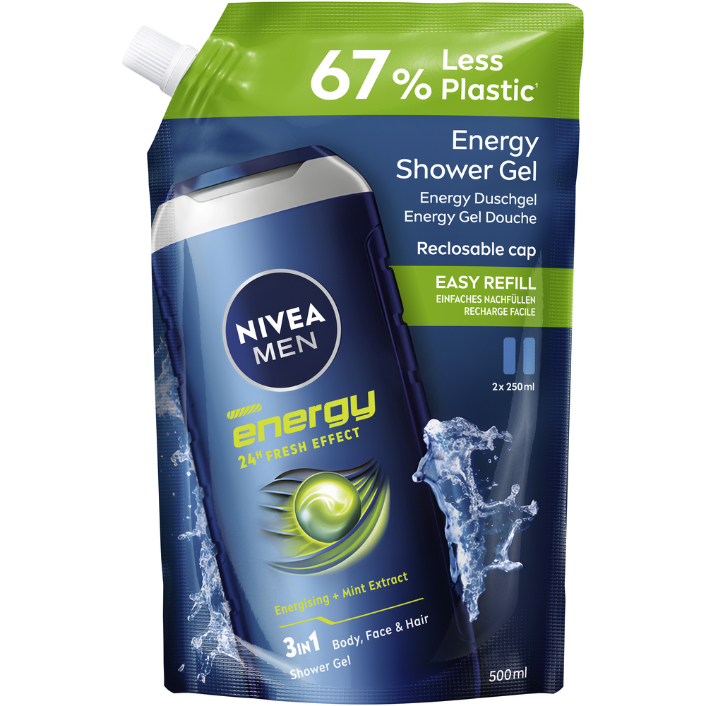 Nivea MEN Pflegedusche<br>500 ml, Beutel, Energy Refill