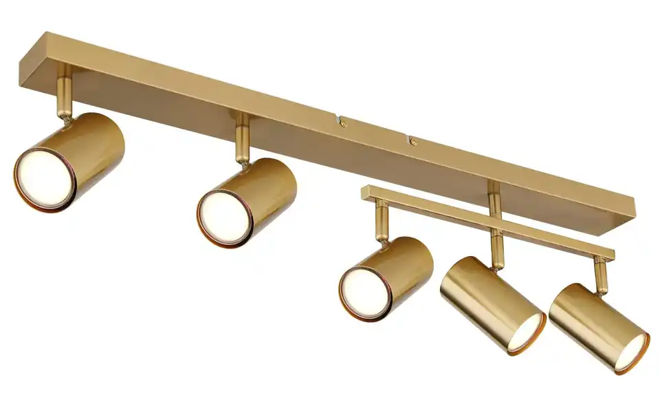 Deckenstrahler 17 cm 35 cm 5-flammig 70 cm gebürstet, Goldfarben