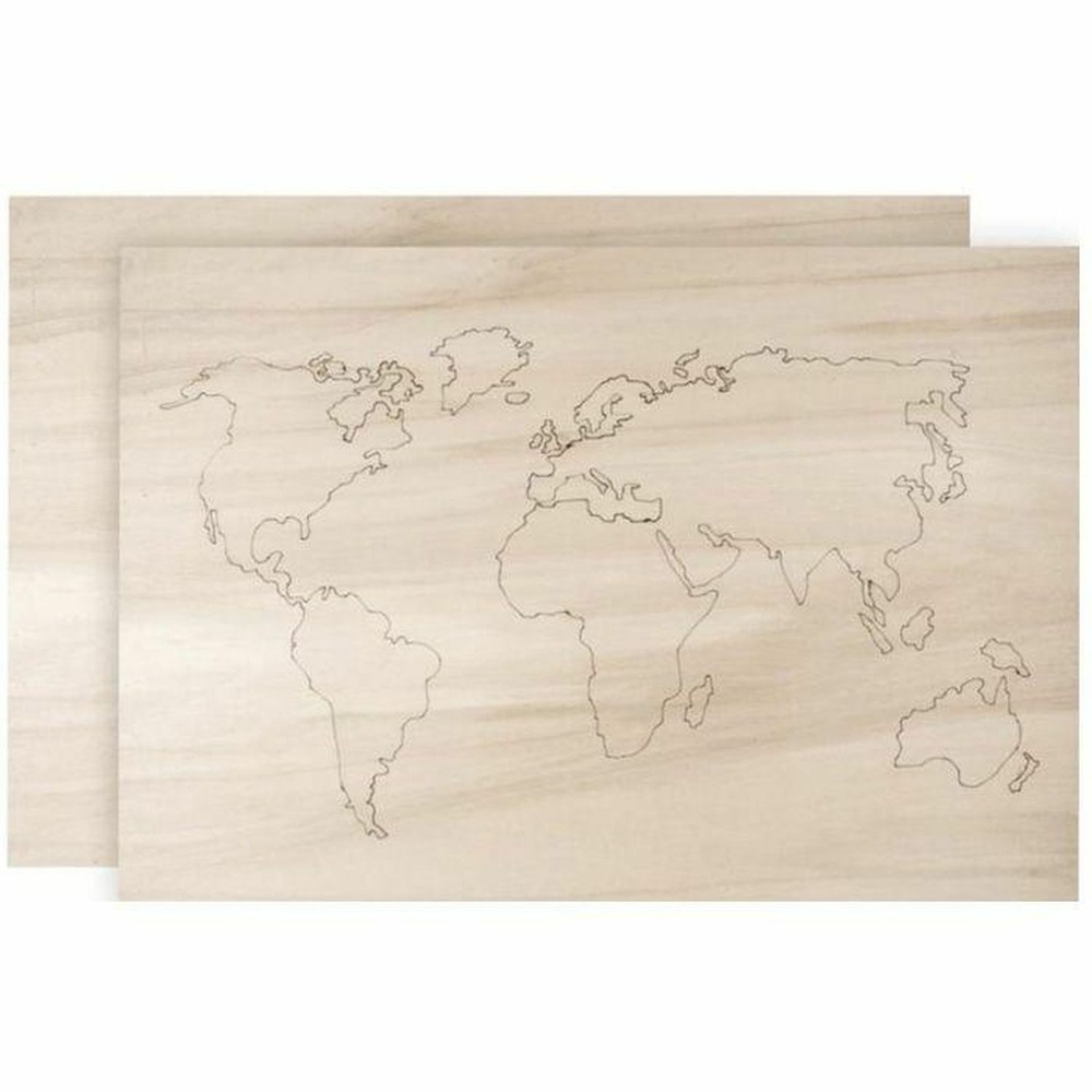 2 mappemondes en bois à décorer 42 x 30 x 1 cm