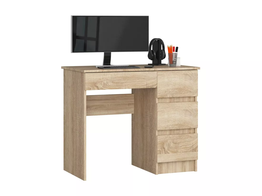 Bureau d'ordinateur AKORD droit A7 Chêne Sonoma 90 cm 4 tiroirs façade Chêne Sonoma 90x50x77 cm