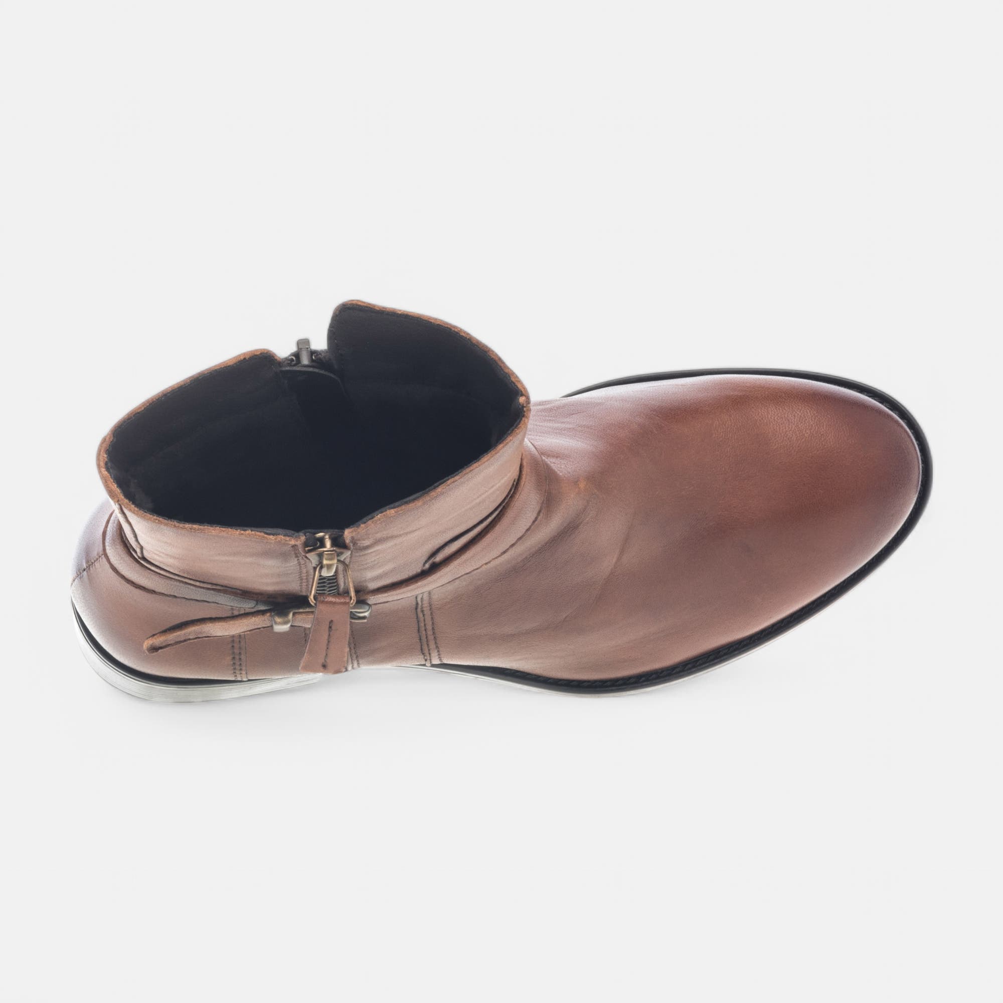 Bottines Femme en cuir cognac