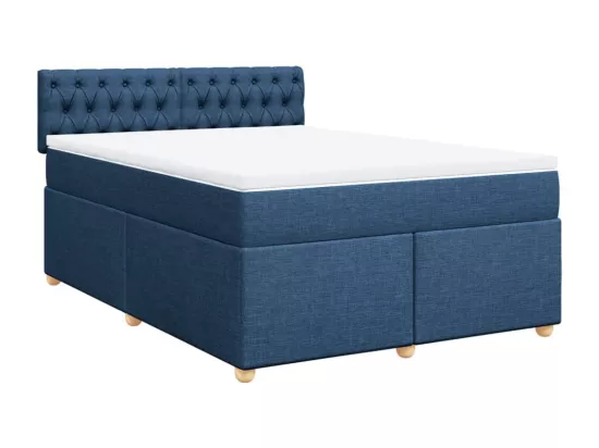 Sommier à lattes de lit avec matelas Bleu 160x200 cm Tissu