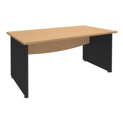 Bureau droit DUAL - L140 - Pieds Anthracite - plateau imitation Hêtre