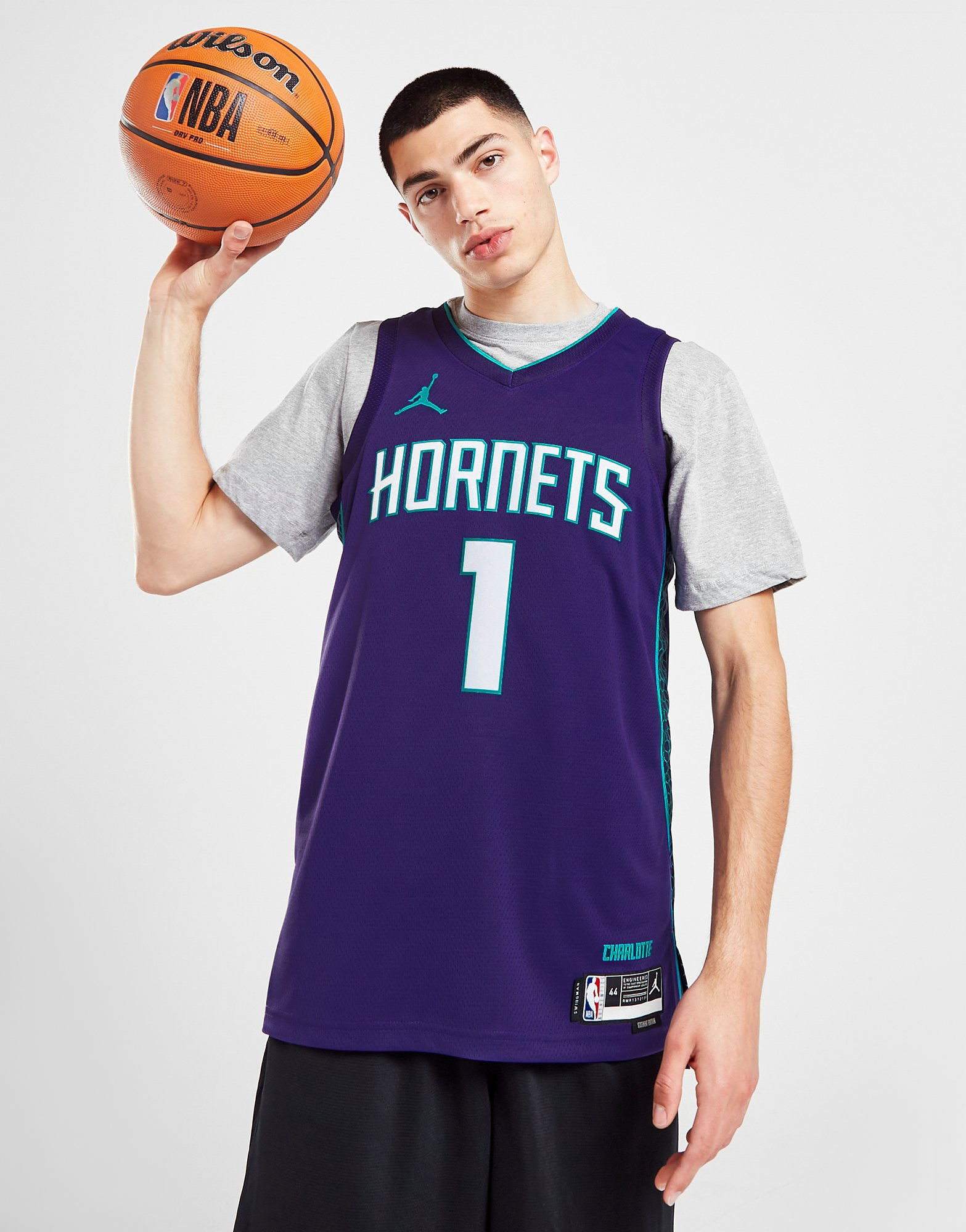 Jordan Maillot NBA Charlotte Hornets Ball #1 Swingman Homme