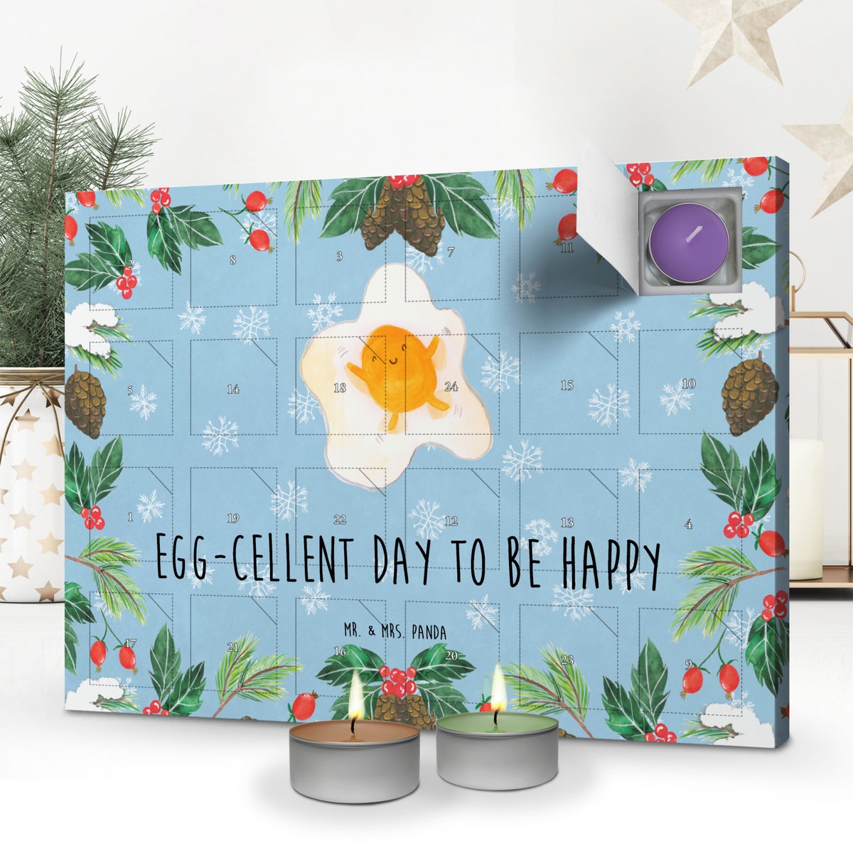 Mr. & Mrs. Panda Geurkaars Adventskalender Gebakken Ei - Pastelblauw