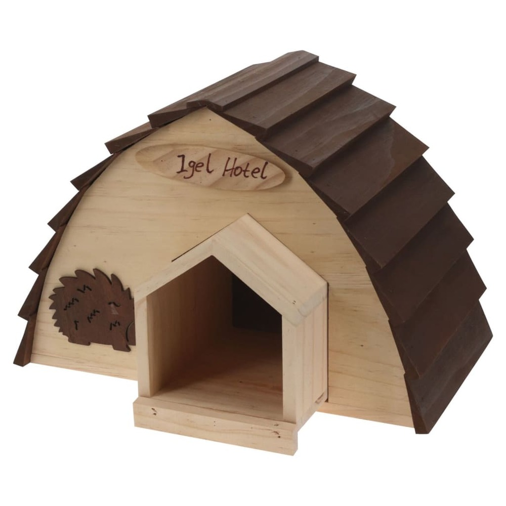 Maison hérissons bois avec écorce d'arbre 34,5x20x23,5 cm