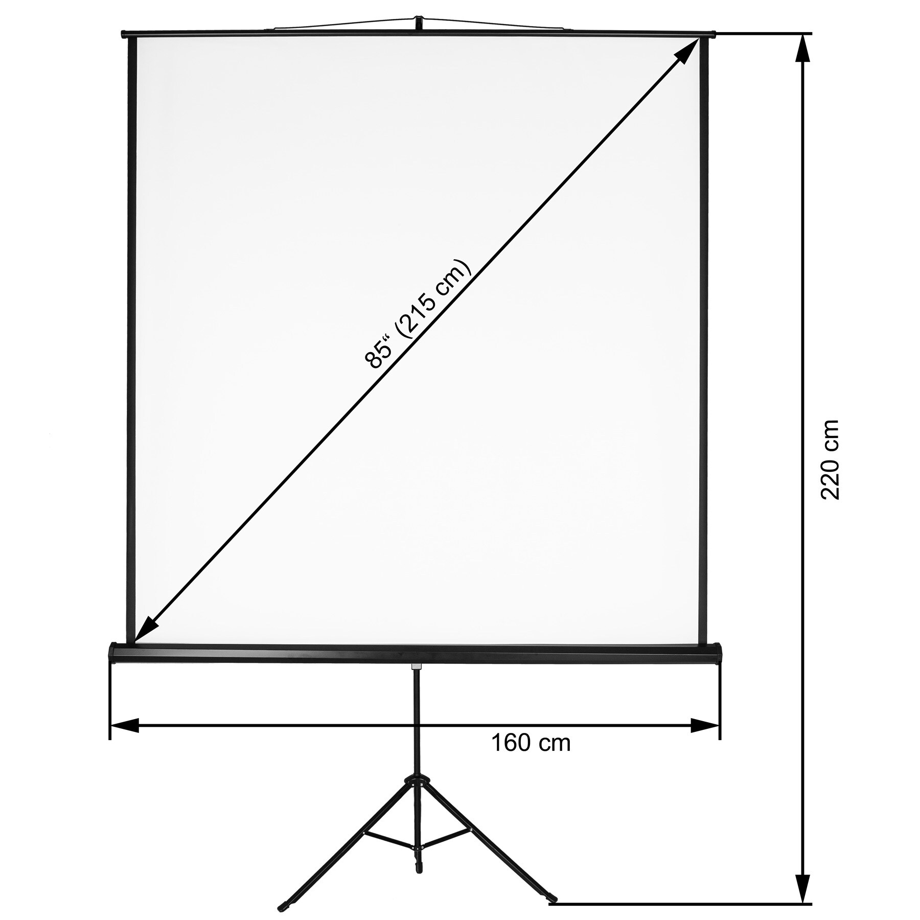 tectake® Beamer-Leinwand, ausziehbar, verschiedene Formate, Doppelschicht-Gewebetuch, faltenfrei