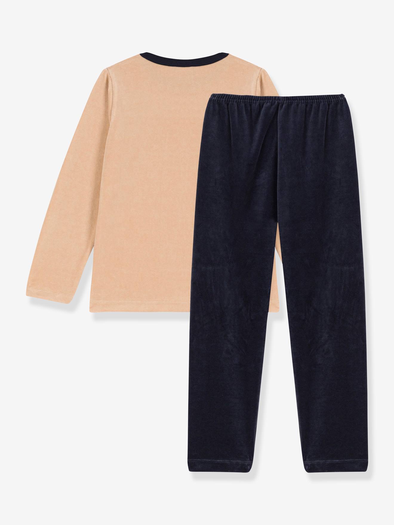 Pijama infantil de veludo PETIT BATEAU bege
