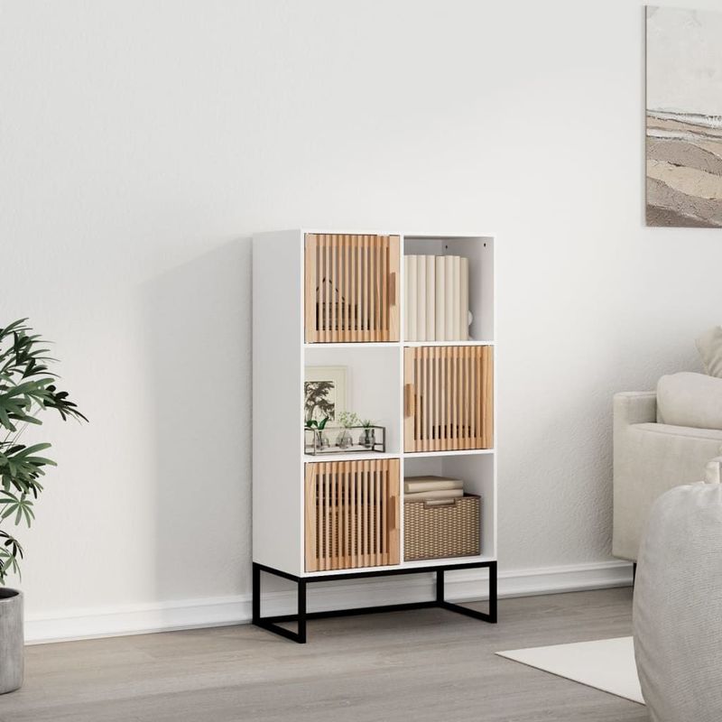 vidaXL - Hoge Kast - Wit - Bewerkt Hout - 70x35x125 cm