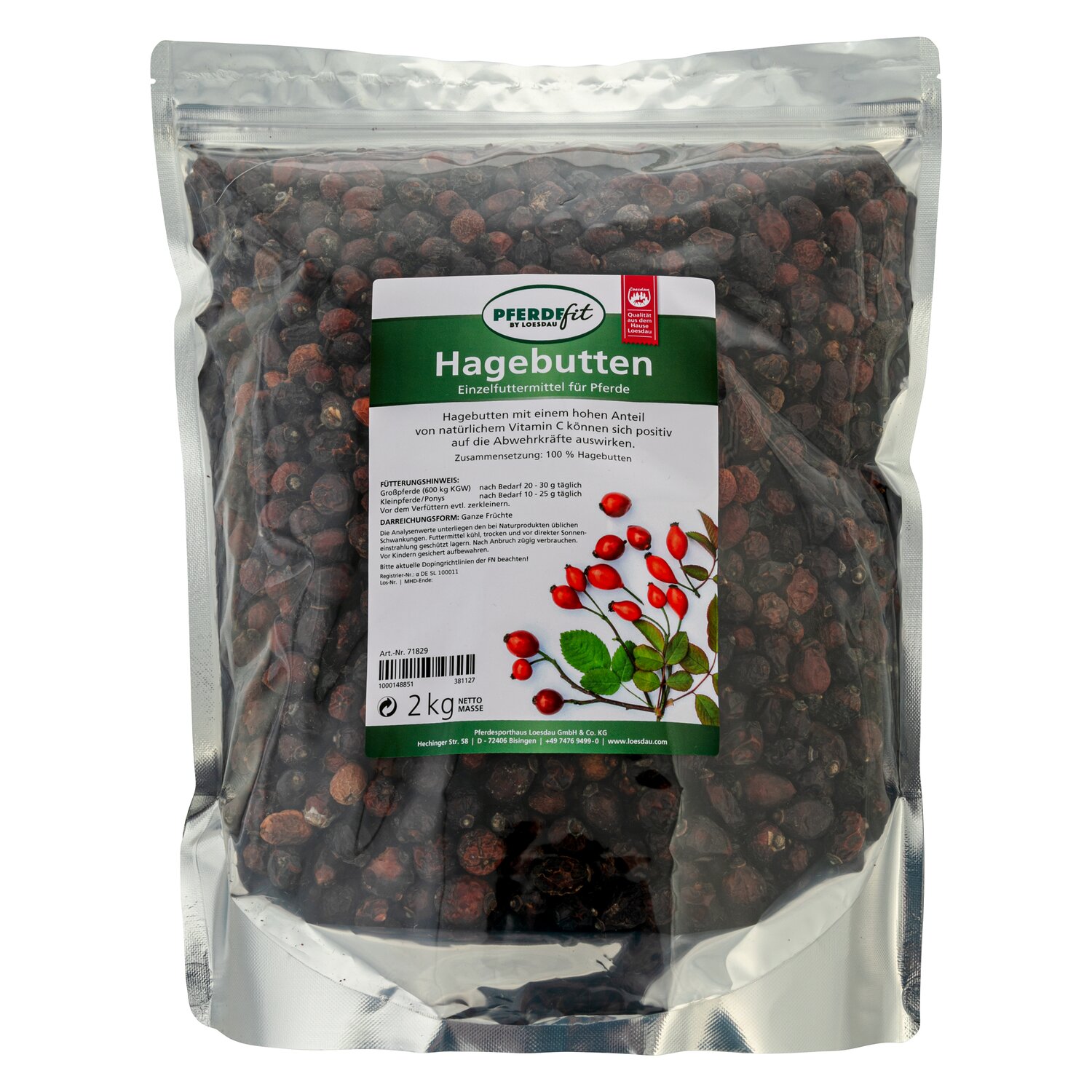 PFERDEfit by Loesdau Hagebutten ganz  - 2 kg