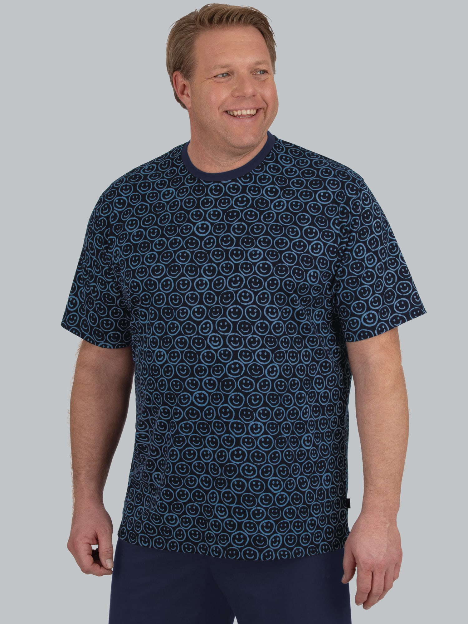 T-Shirt mit freundlichem Smiley-Muster Navy
